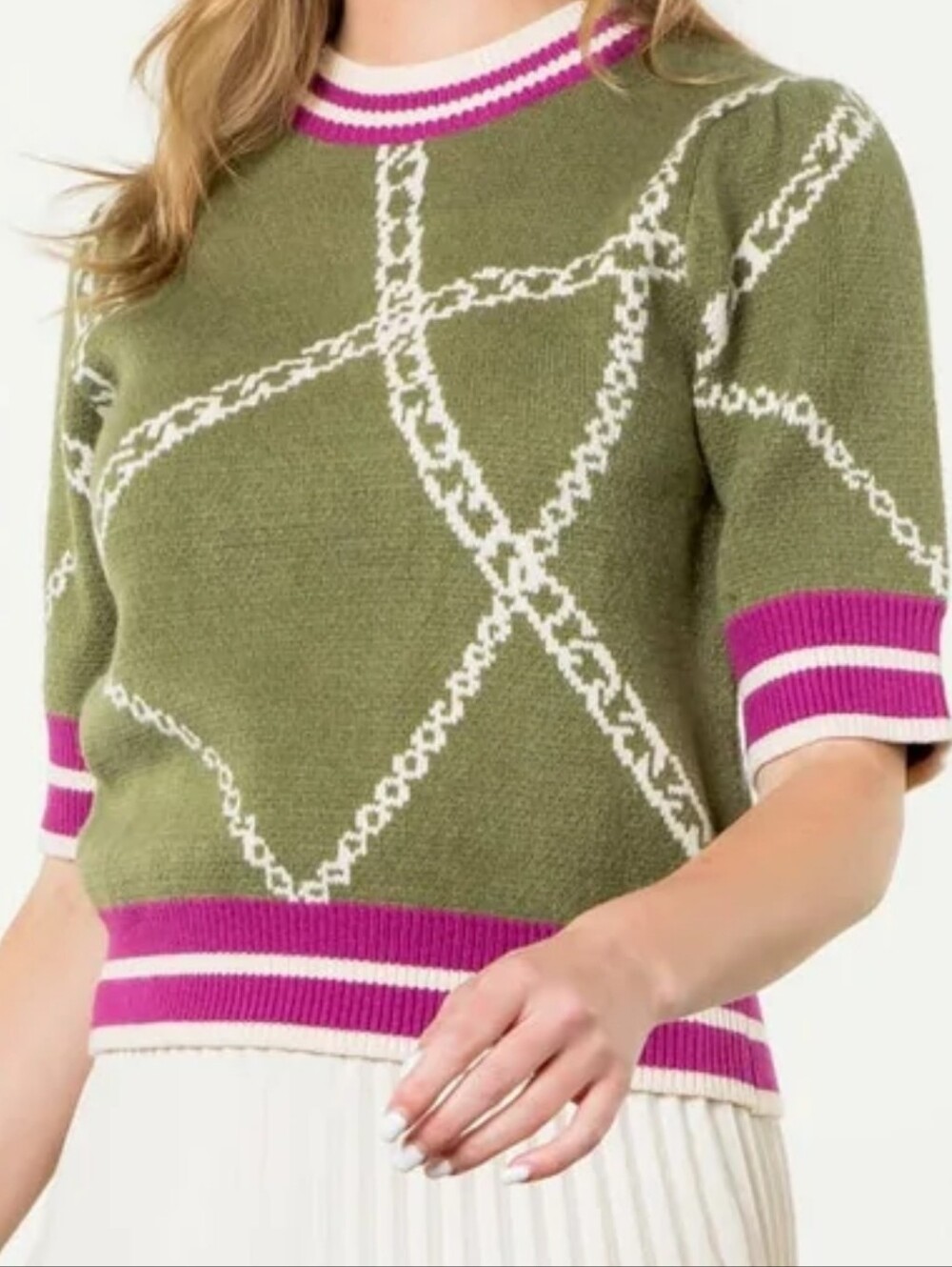 THML Linked In Luxe Short Sleeve Sweater XS